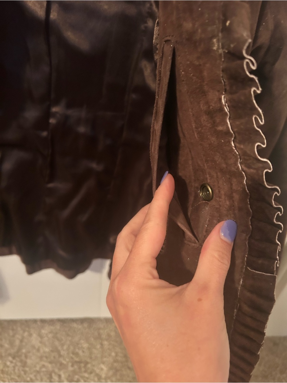 🤎 Genuine Leather Western Romance Jacket | Ruffle Trim Ranch Chic - Picture 4 of 6
